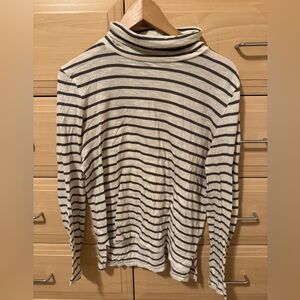 Madewell Cream and Gray Striped Turtleneck